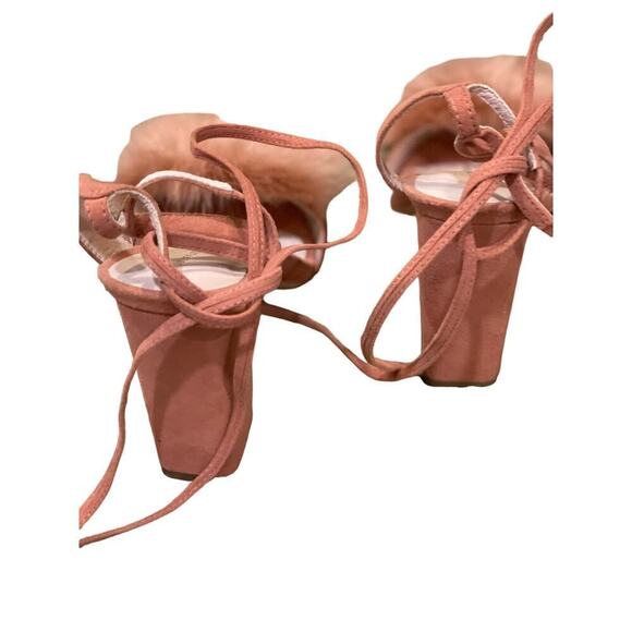 Heels Loeffler Randall sandles ankle-strap hi heel 4” pink suede - Picture 2 of 5